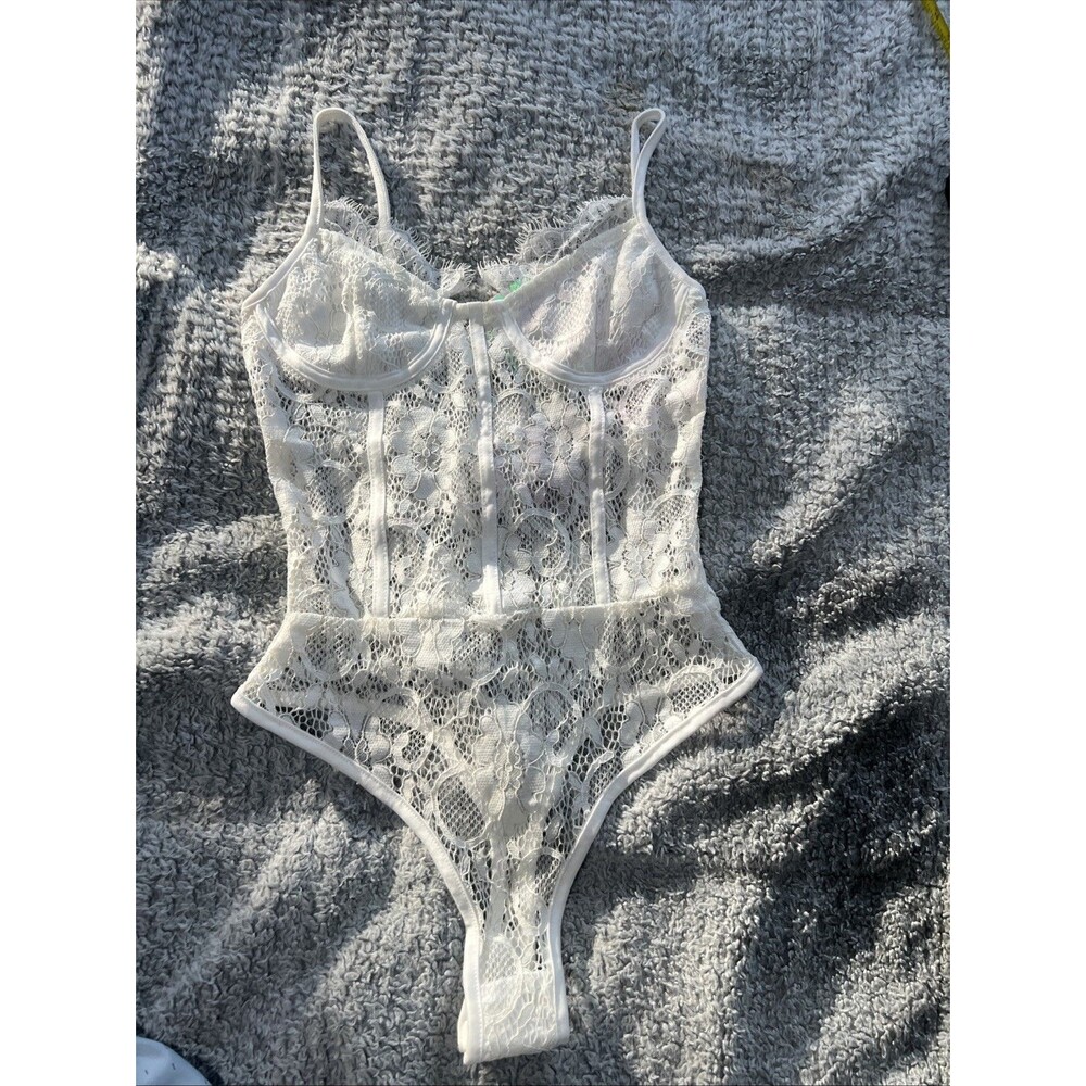 Misguided white lace bodysuit corset NWT Sm Boho Cottage Core Feminine Y2K - Picture 5 of 8